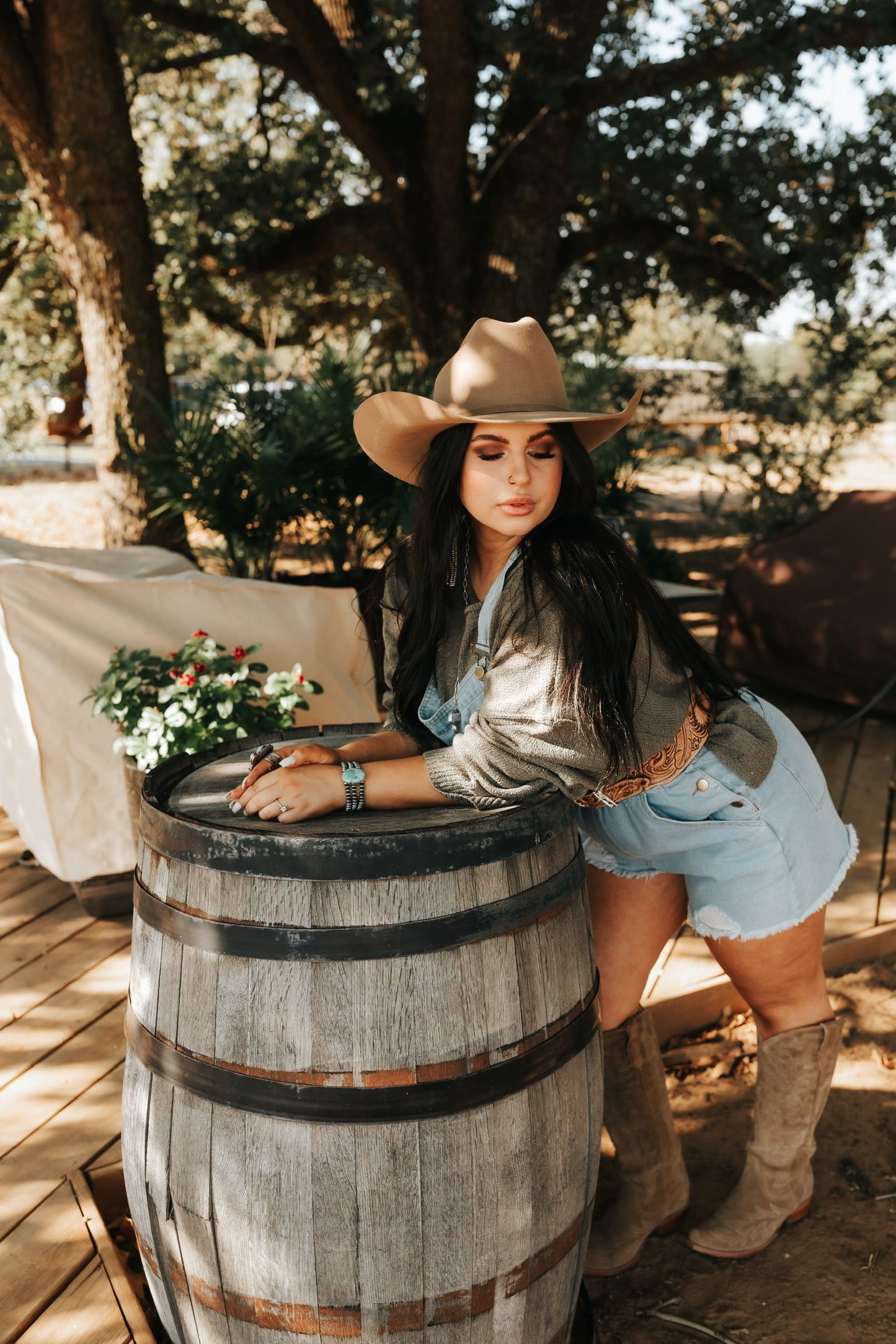 Denim overall shorts