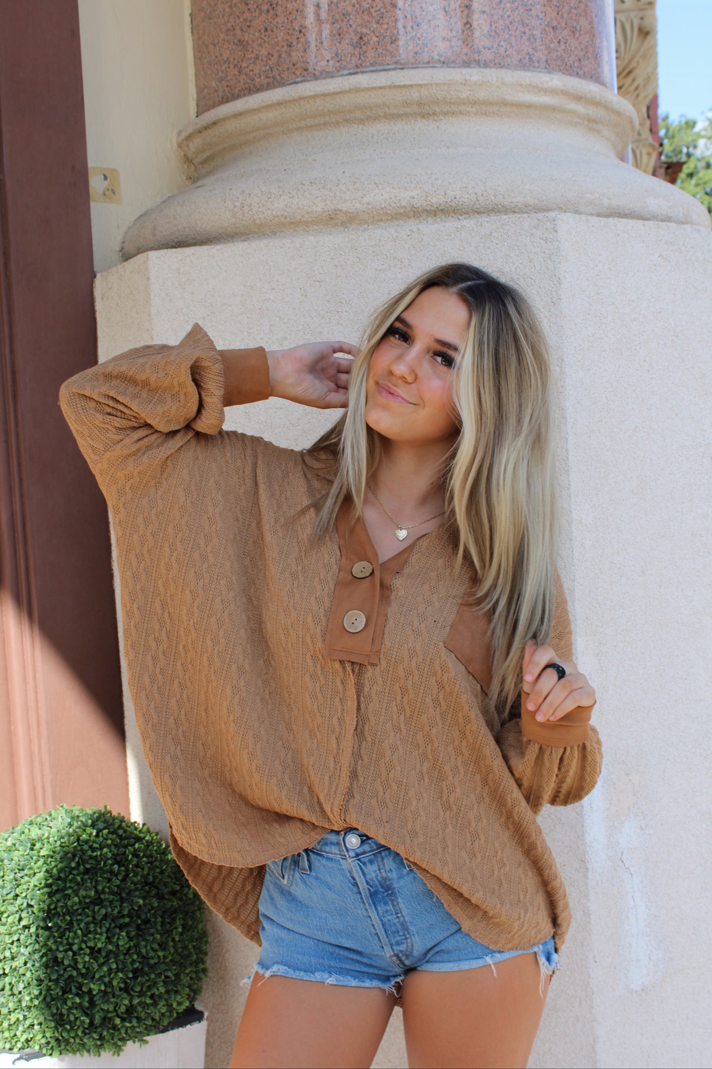 Knit Suede Pullover