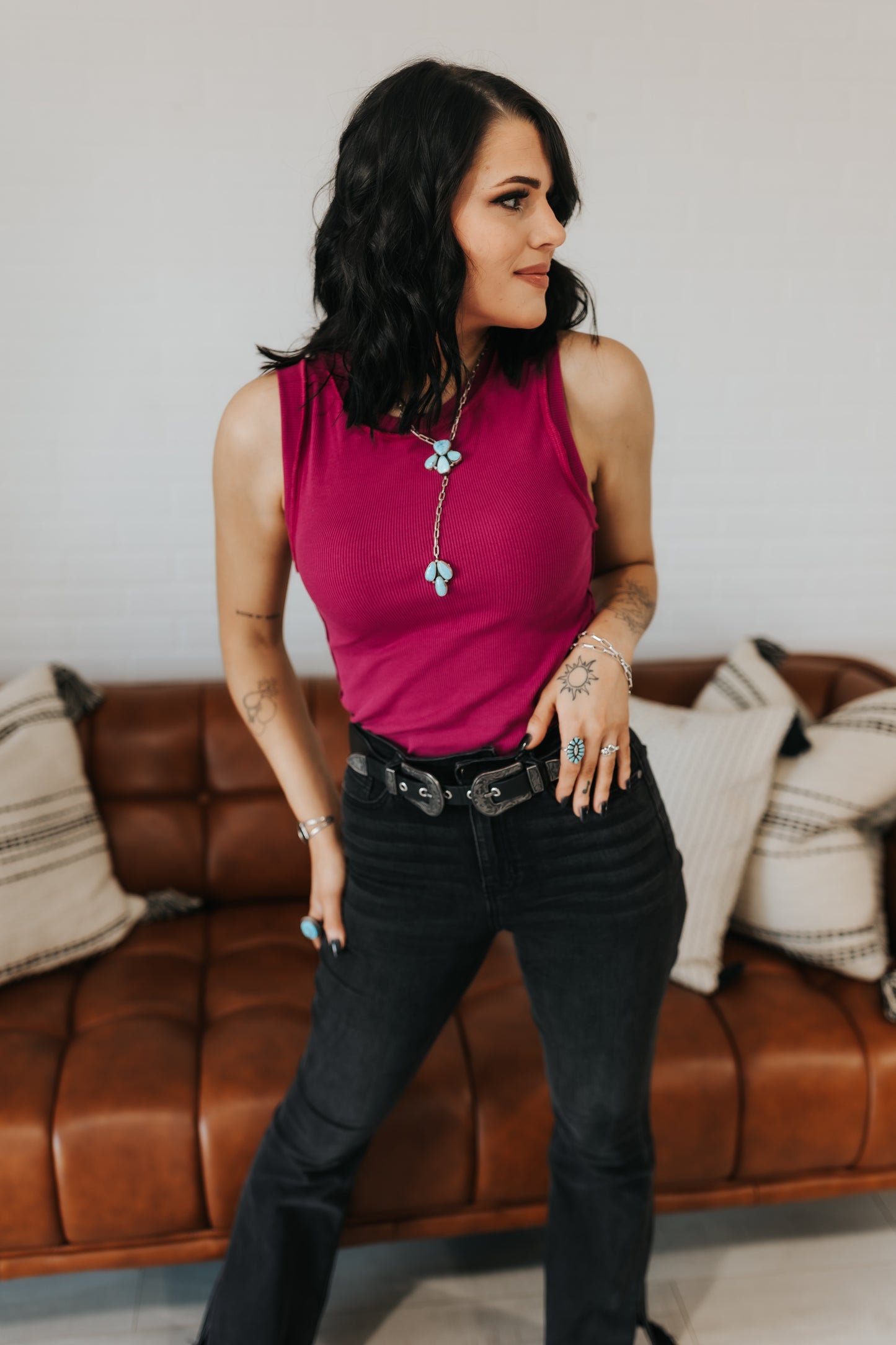 High Rise Slit Flare Jeans