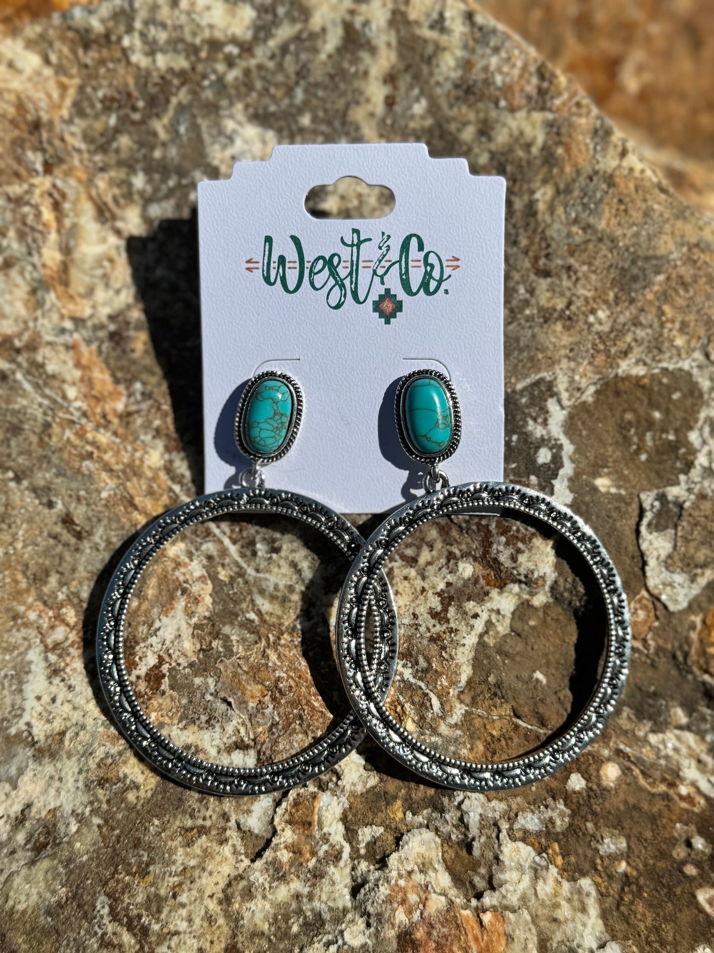 Turquoise Stamped Hoop