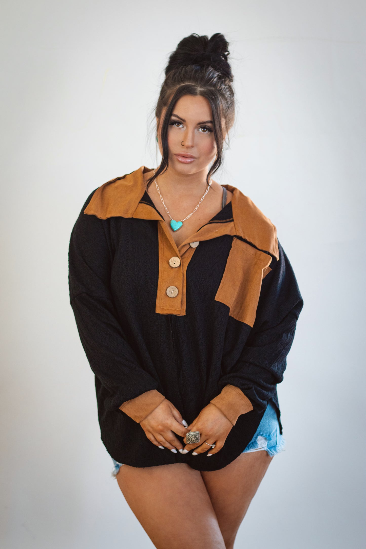 Knit Suede Pullover