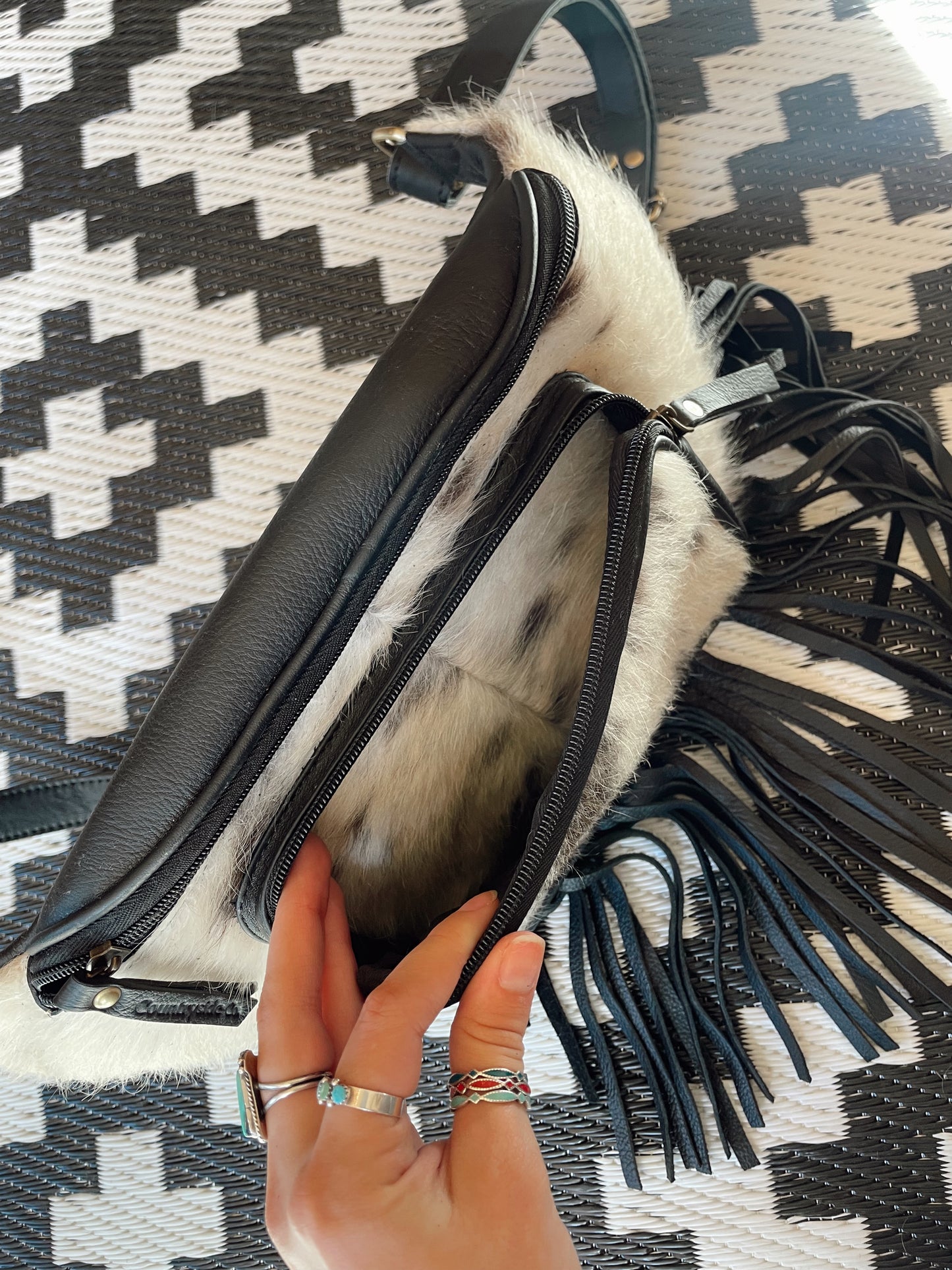 Cowhide Fringe Belt Bag