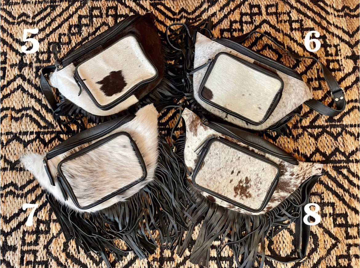 Cowhide Fringe Belt Bag