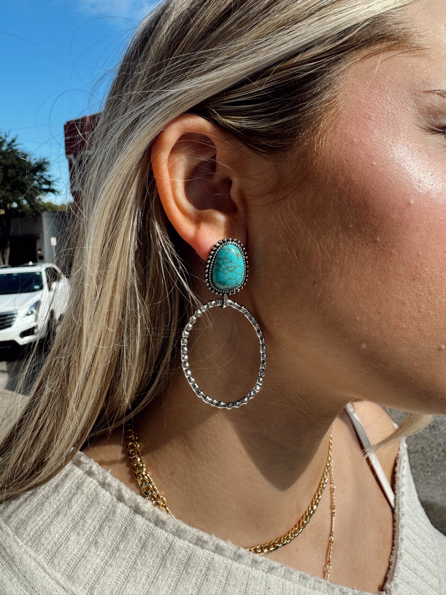 Turquoise Dangle Hoops