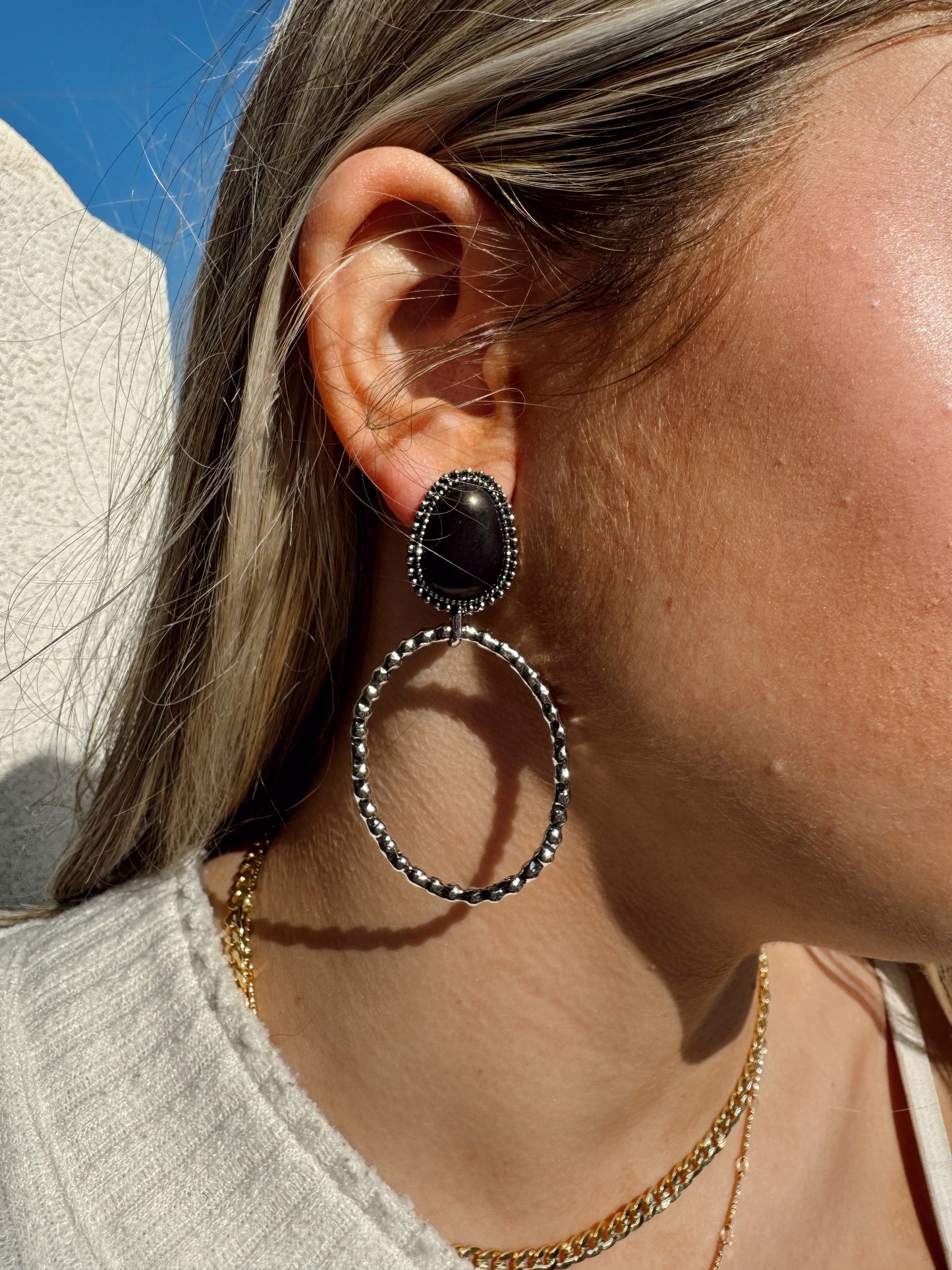 Turquoise Dangle Hoops
