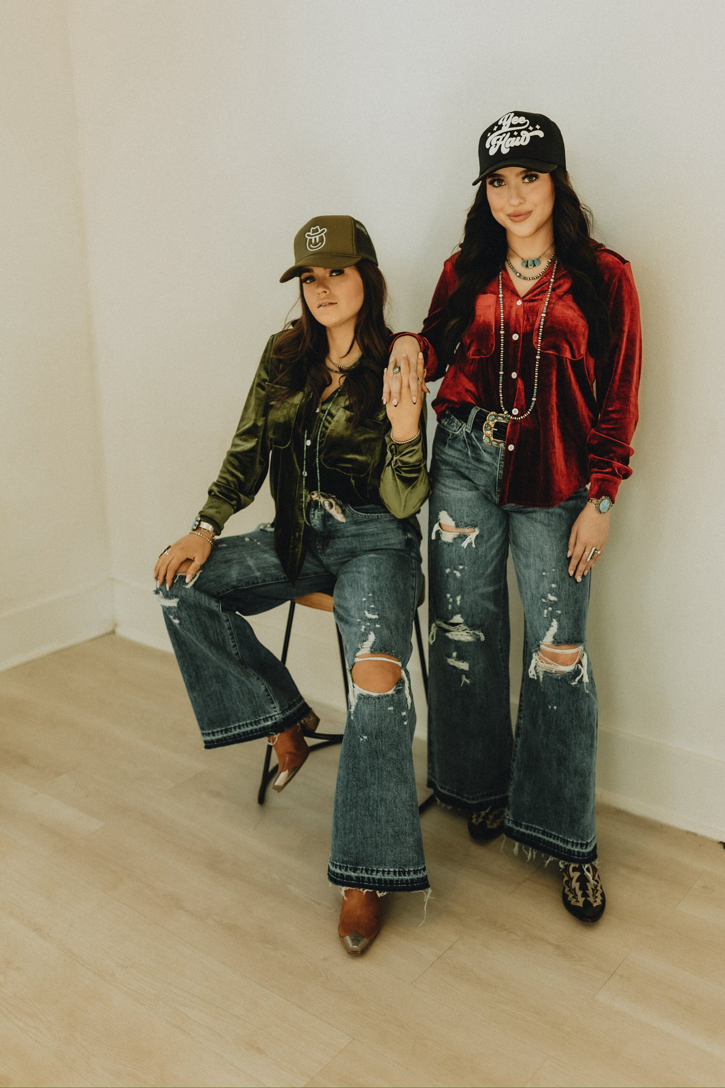 Velvet button-up long sleeve