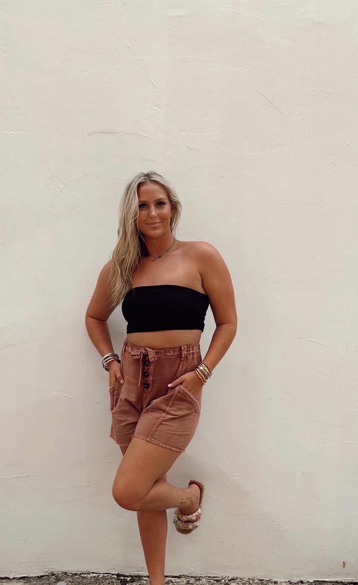 Rust Linen Shorts