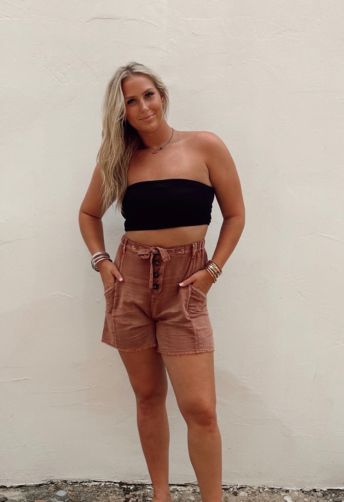 Rust Linen Shorts