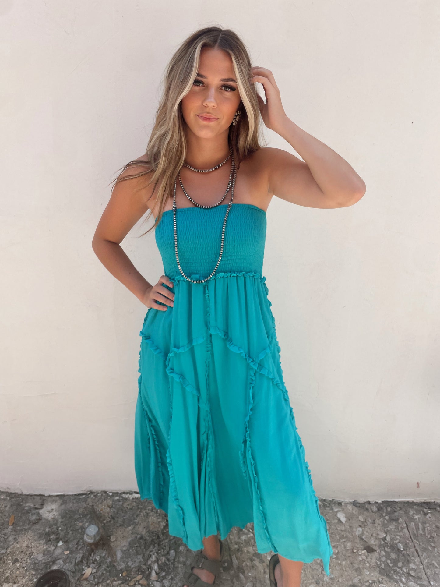 Teal Flowy Dress