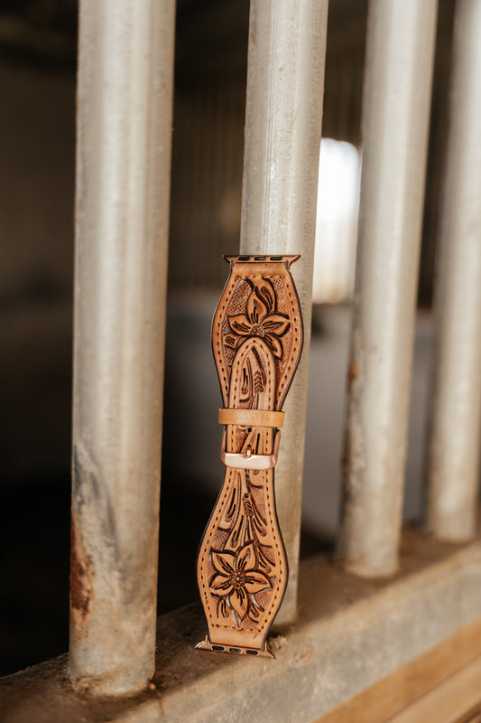 Leather Tooled Apple Watch Band