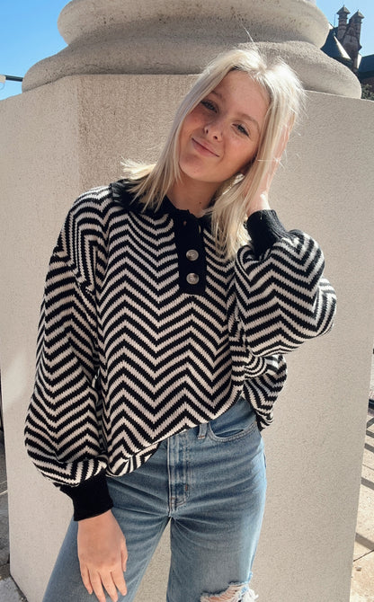 Zigzag Cropped Sweater